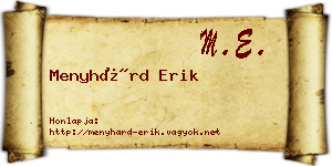 Menyhárd Erik névjegykártya
