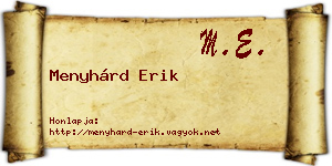 Menyhárd Erik névjegykártya